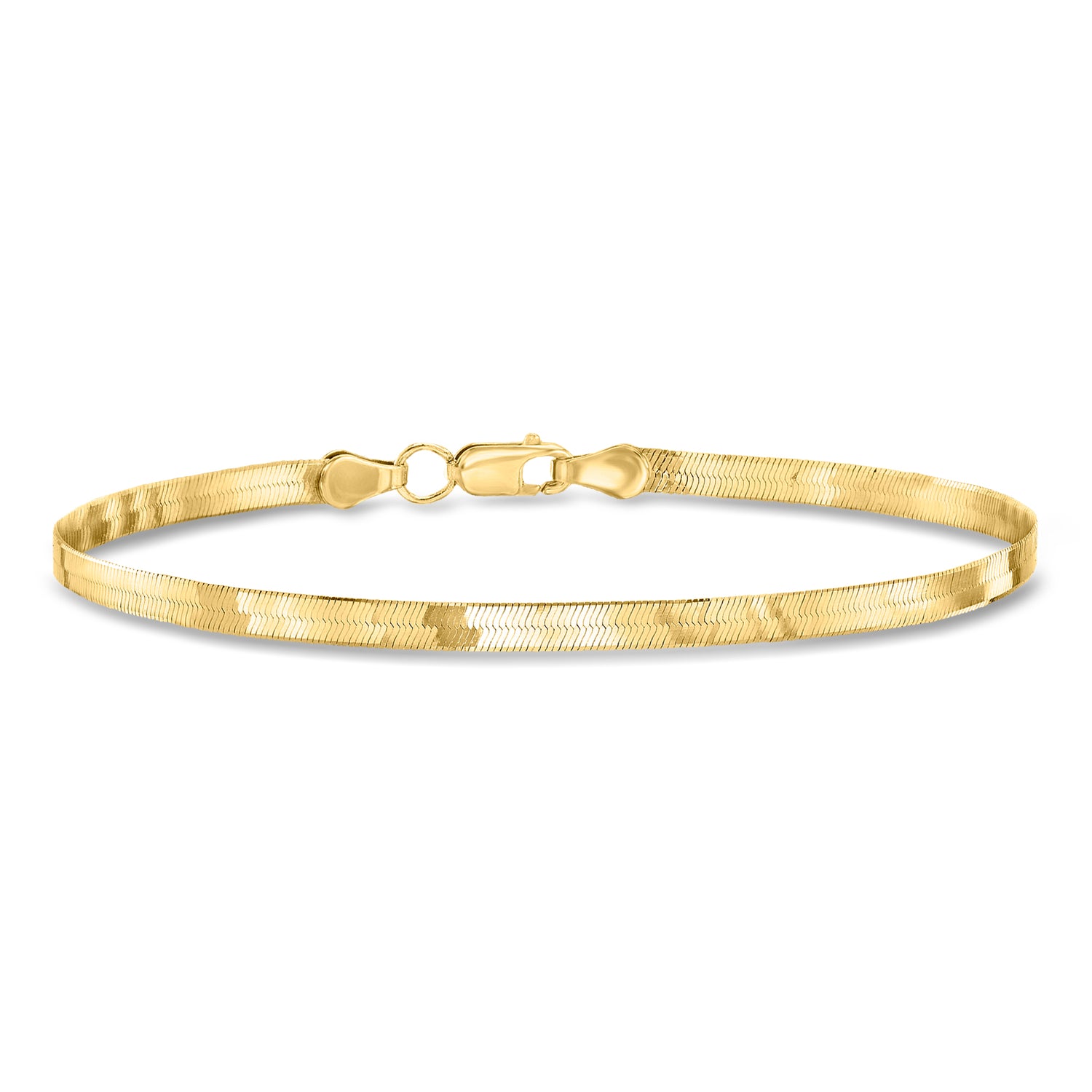 3mm 14kt Yellow Gold Herringbone Bracelet