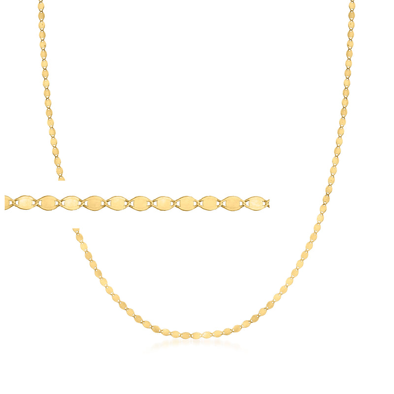 14kt yellow gold mirror-link necklace with small oval links, fine chain