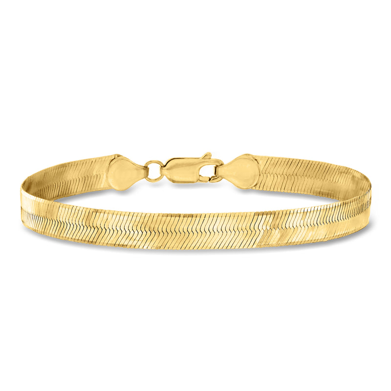 14kt yellow gold herringbone bracelet with toggle clasp, 6mm wide link pattern