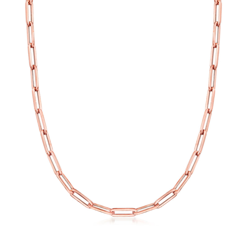 Rose gold paper clip link necklace with oval chain links