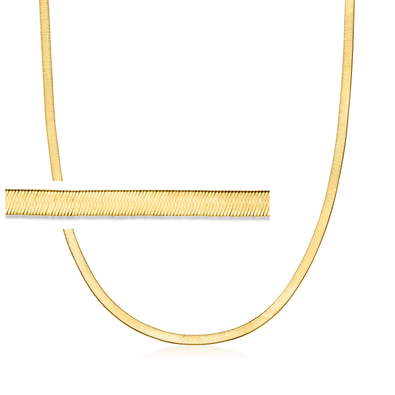14kt yellow gold herringbone necklace chain, 3mm textured links