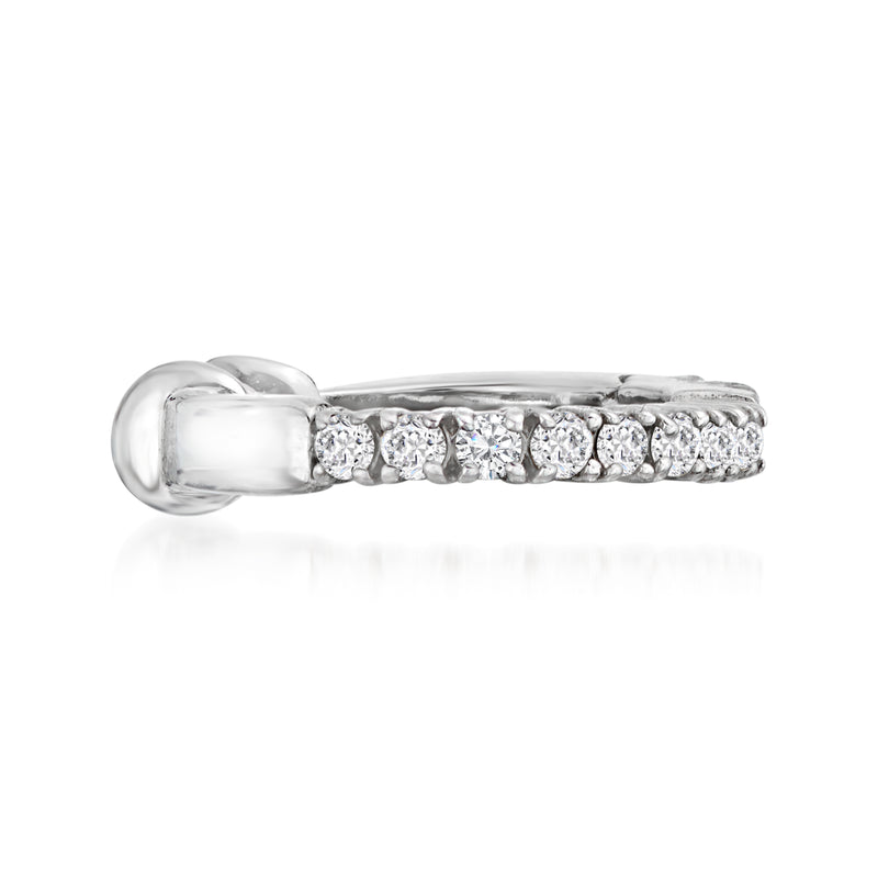 Sterling silver clip-on ear cuff with diamond row, single cuff design