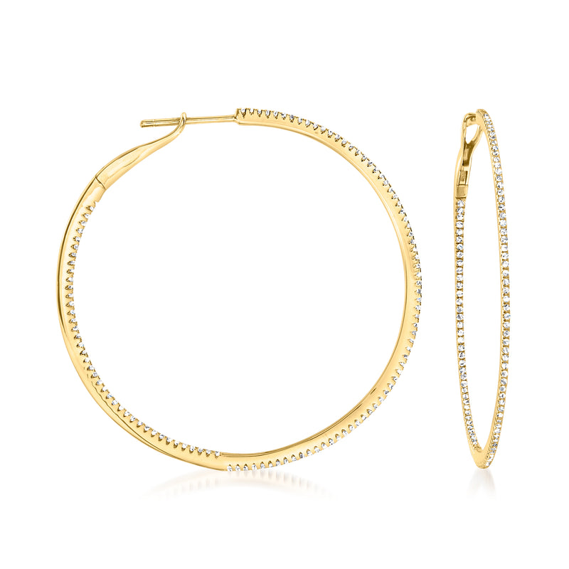 14kt yellow gold inside-outside diamond hoop earrings