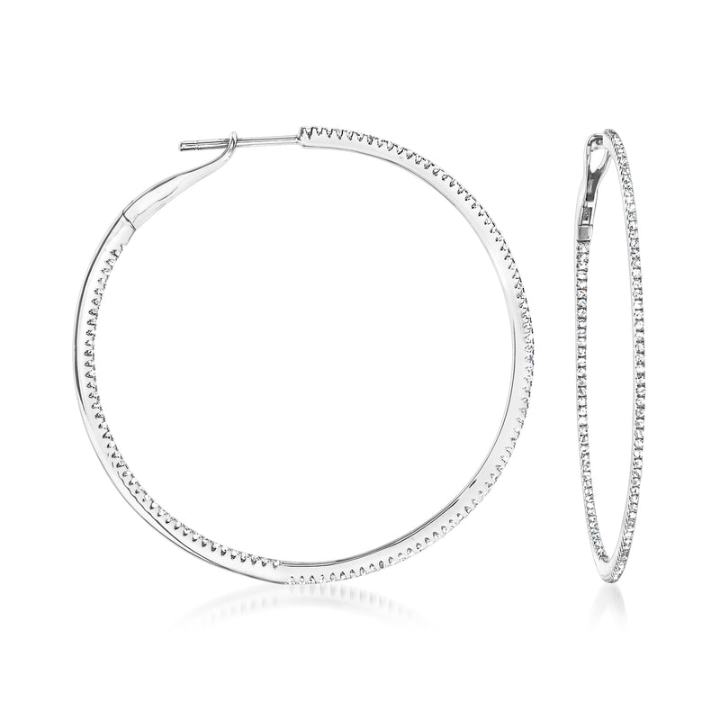 Diamond inside-outside hoop earrings in 14kt white gold