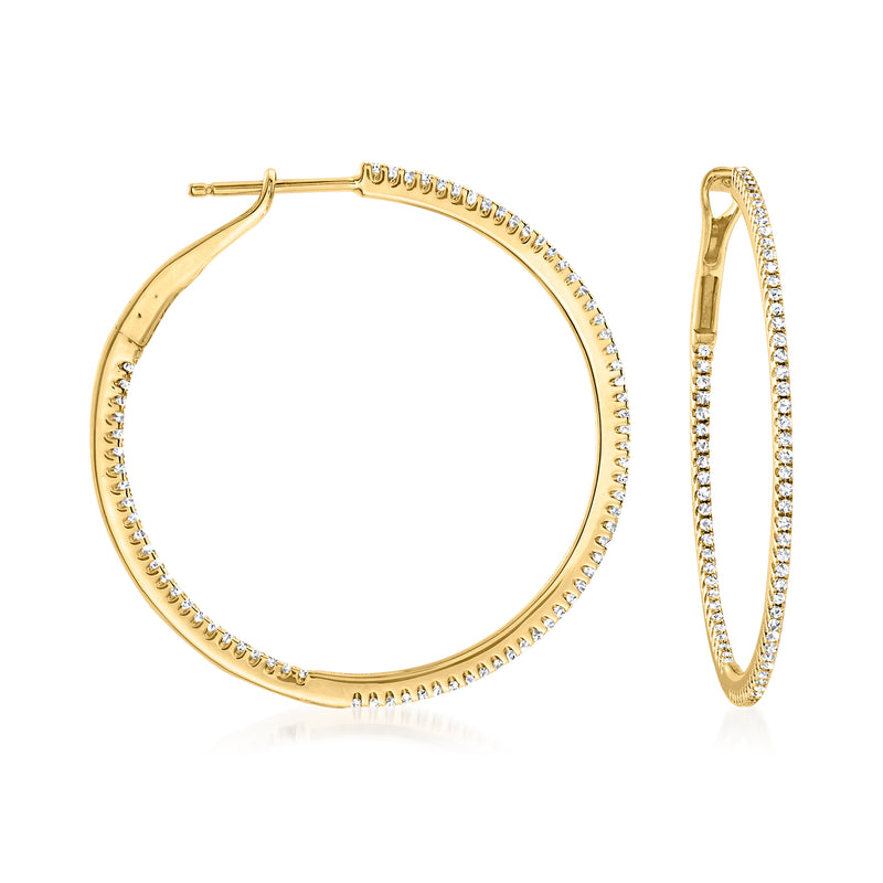 Diamond inside-outside hoop earrings in 14kt yellow gold