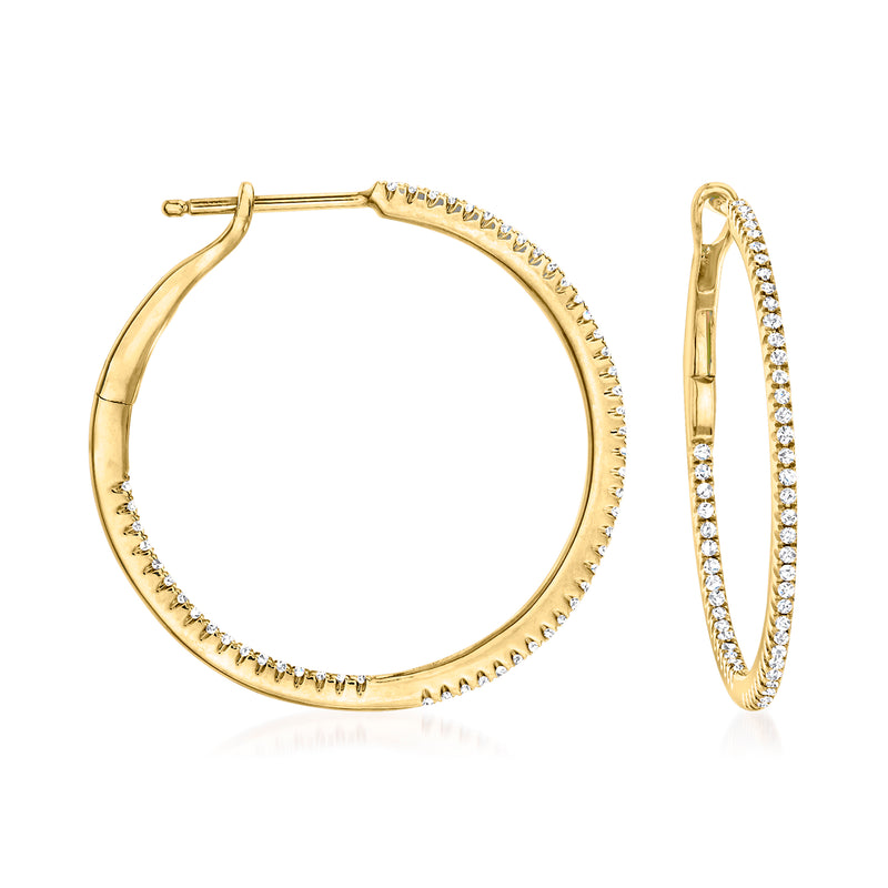 Diamond inside-outside hoop earrings in 14kt yellow gold