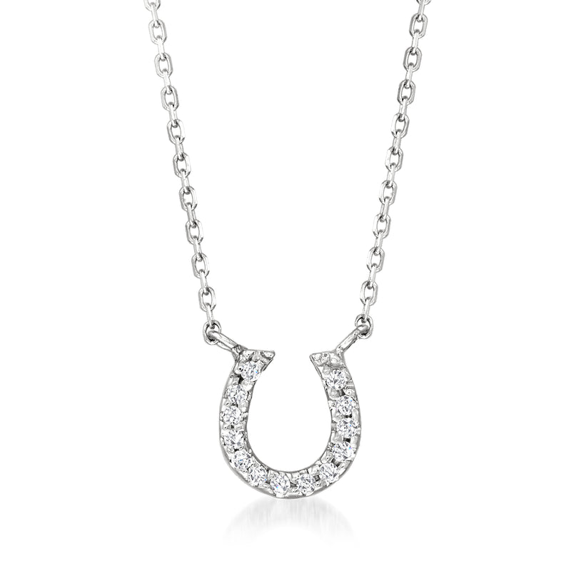 Diamond-accented horseshoe necklace with 14kt white gold pendant on link chain