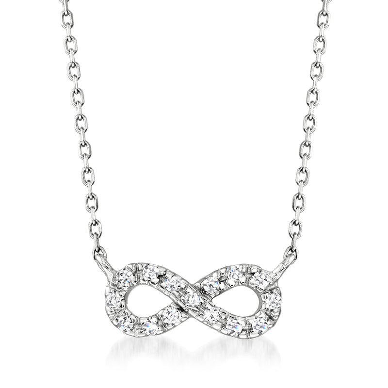 14kt white gold diamond-accented infinity pendant necklace with chain links