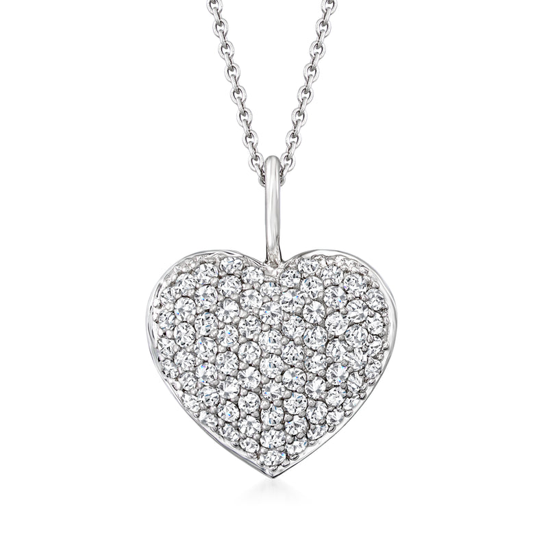 Roberto Coin diamond heart pendant necklace in 18kt white gold