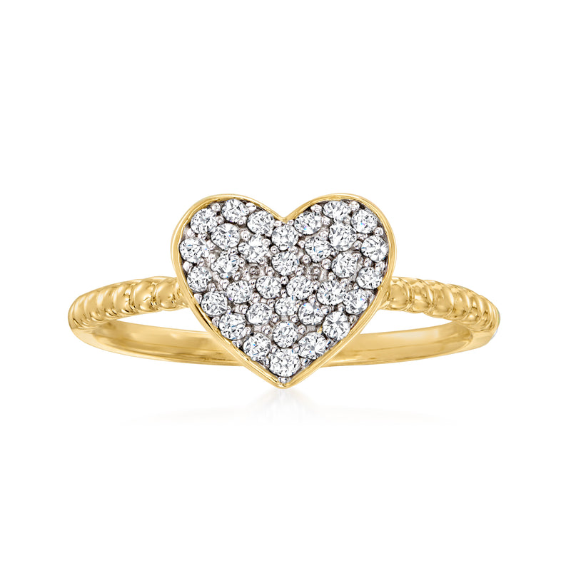 14kt yellow gold diamond heart cluster ring