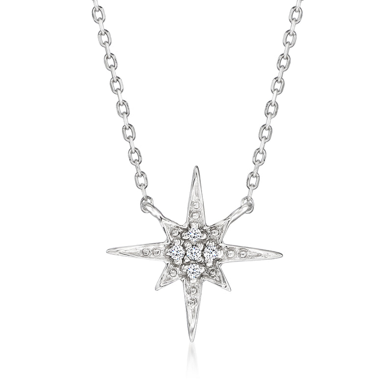 14kt white gold north star necklace with diamond-accented star pendant