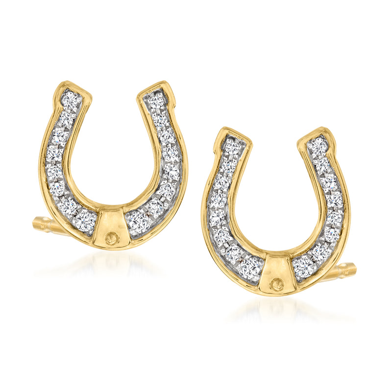 Diamond horseshoe post earrings in 18kt gold over sterling