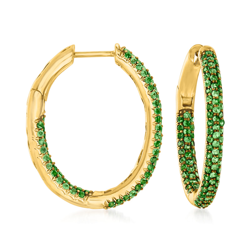 Tsavorite inside-outside hoop earrings in 14kt yellow gold