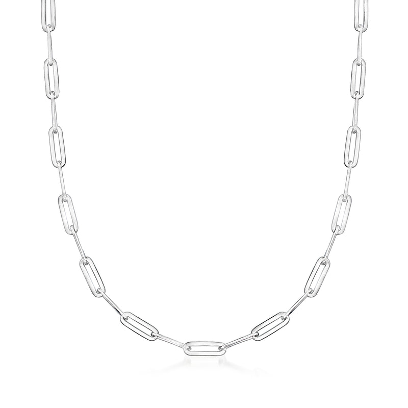 Sterling silver paper clip link necklace with elongated oval chain links