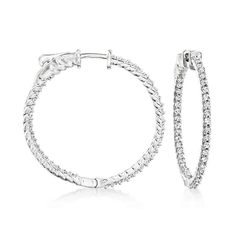 Sterling silver diamond inside-outside hoop earrings