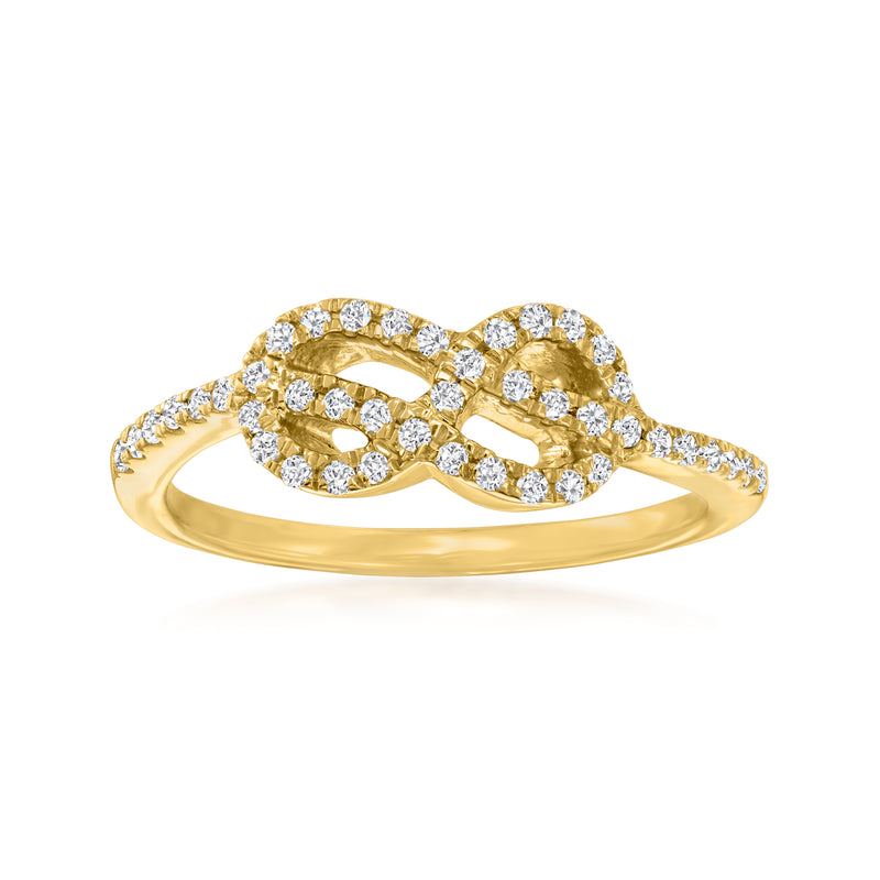 Diamond infinity ring in 18kt gold over sterling