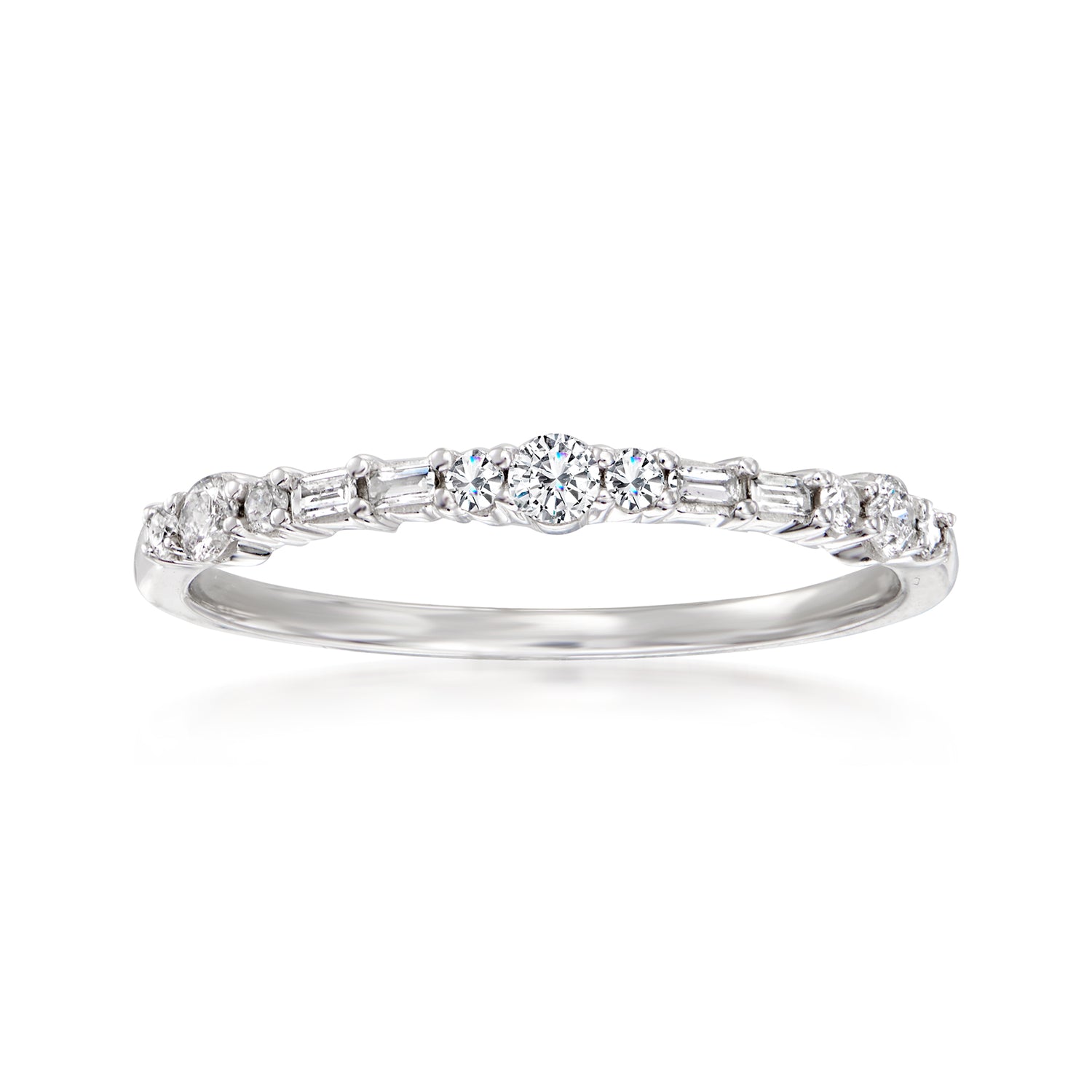 .20 ct. t.w. Round and Baguette Diamond Ring in 14kt White Gold