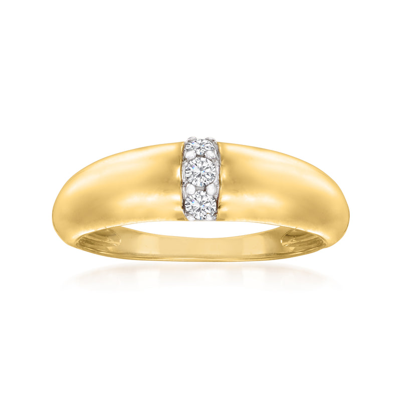 14kt yellow gold diamond center ring with oval center stone and diamond side accents