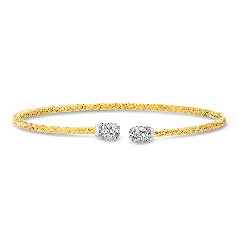 Charles Garnier two-tone sterling silver cuff bracelet with CZ pavé ends