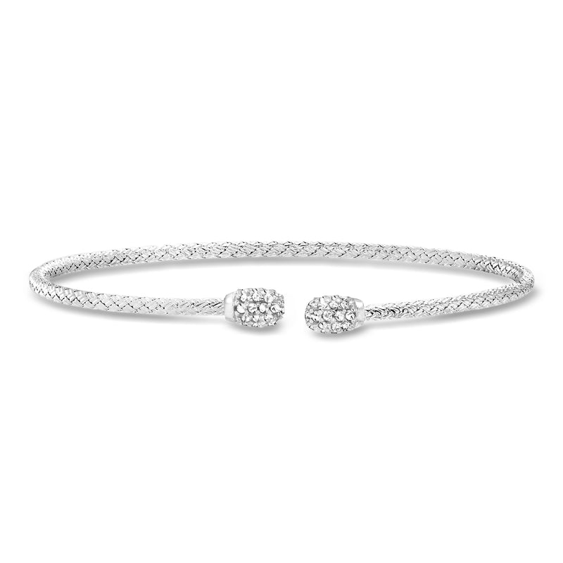 Charles Garnier sterling silver open cuff bracelet with pavé CZ ends
