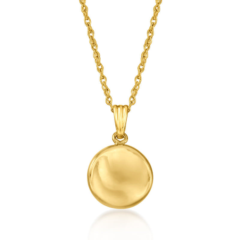 14kt yellow gold concave disc pendant necklace with round disc pendant