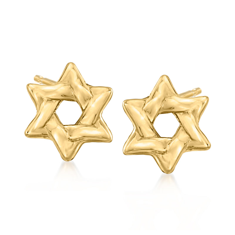 14kt yellow gold Star of David stud earrings, star-shaped studs