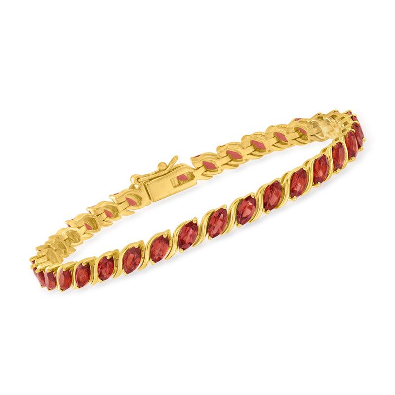 18kt gold over sterling tennis bracelet with oval red garnet stones