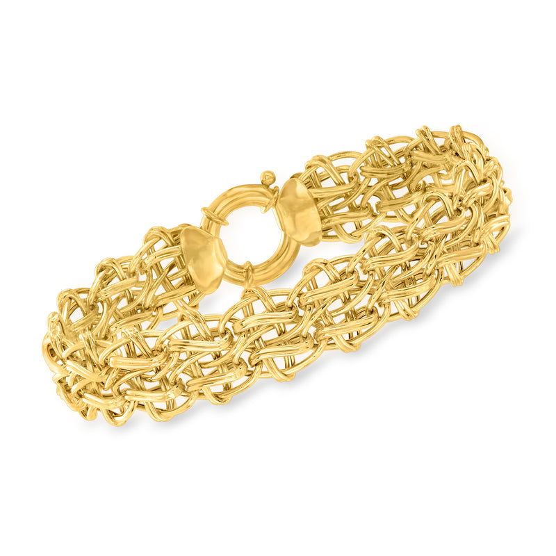 18kt yellow gold two-row oval-link bracelet with interwoven oval links