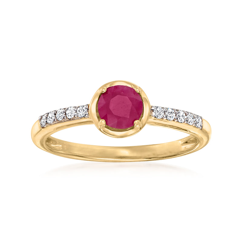 14kt yellow gold ruby ring with diamond accents