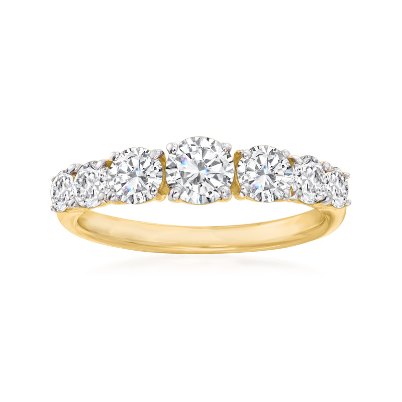 14kt yellow gold graduated diamond ring with five round stones