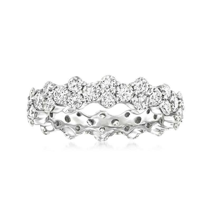 14kt white gold diamond eternity band with round-cut stones in channel setting