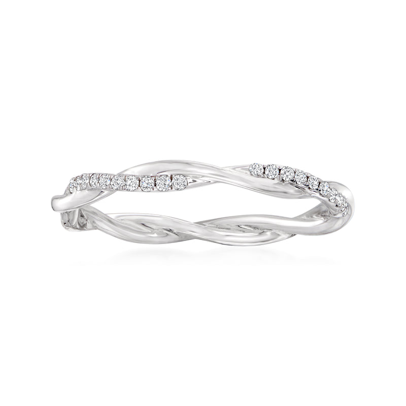 Twisted eternity band in 14kt white gold with round diamond accents