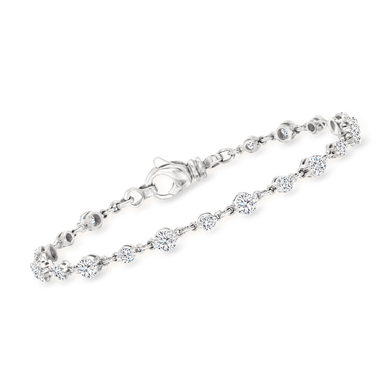 14kt white gold diamond tennis bracelet with round bezel-set stones