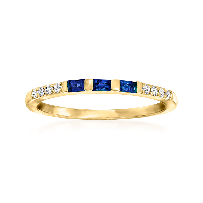 .10 ct. t.w. Sapphire Ring with Diamonds in 14kt Yellow Gold