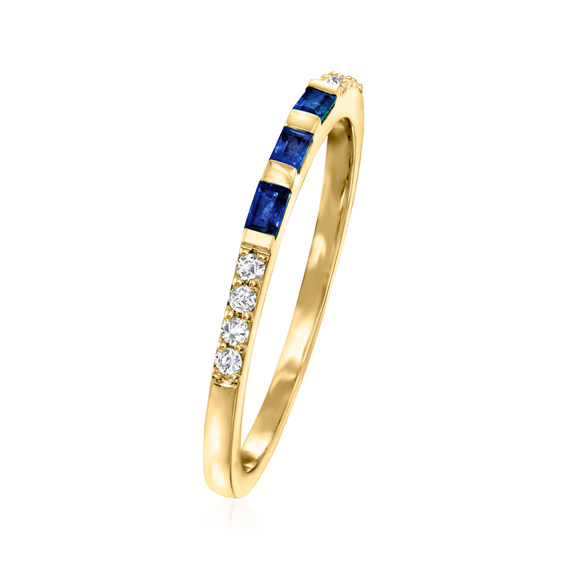 .10 ct. t.w. Sapphire Ring with Diamonds in 14kt Yellow Gold