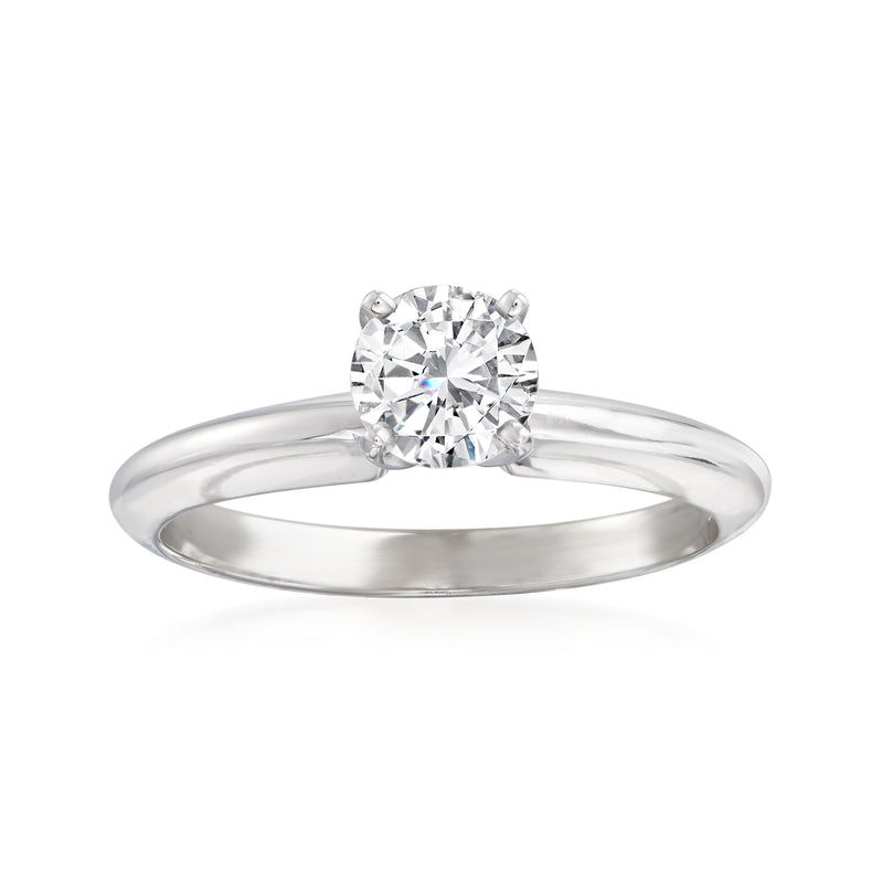 14kt white gold solitaire diamond ring with round brilliant center stone