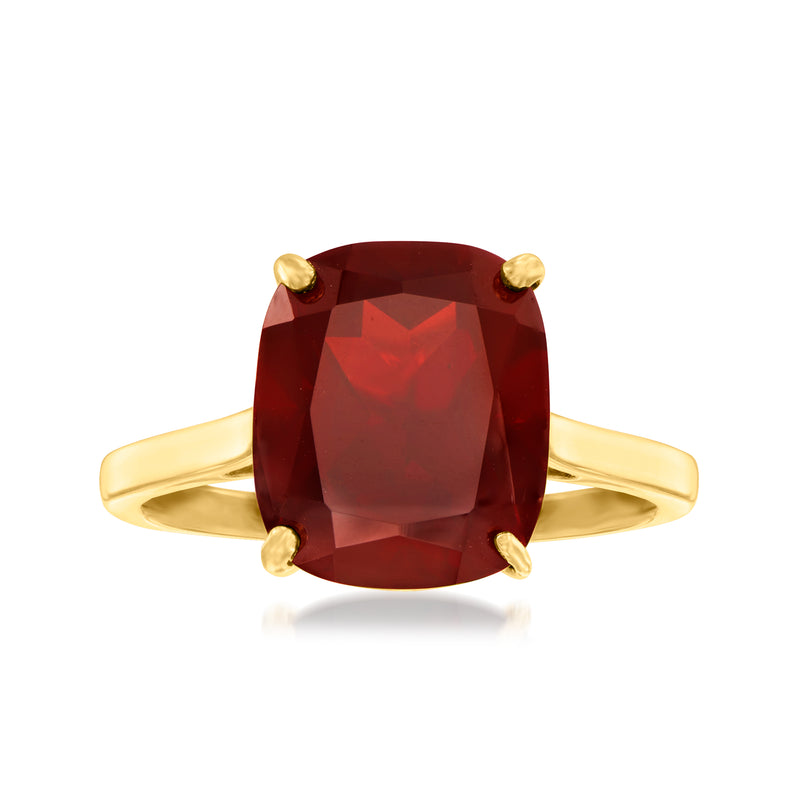 Oval garnet ring with dark red gemstone in 18kt gold over sterling setting
