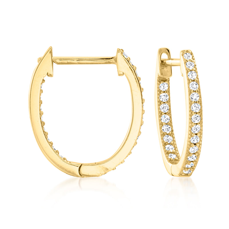 18kt gold over sterling hoop drop earrings with removable flower detail and white topaz