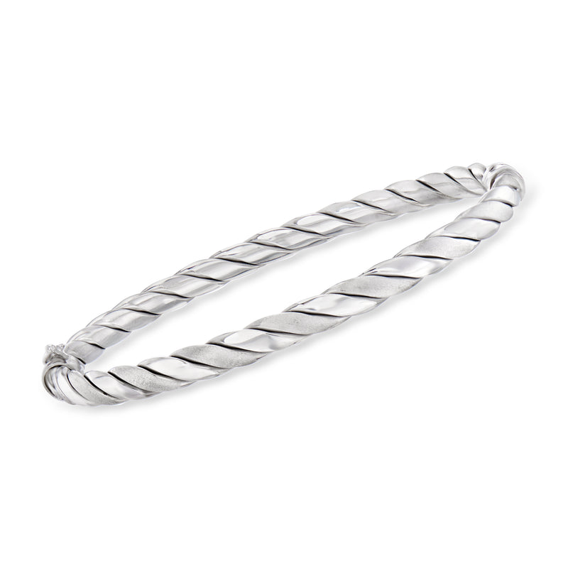 Sterling silver twisted rope bangle bracelet with polished finish