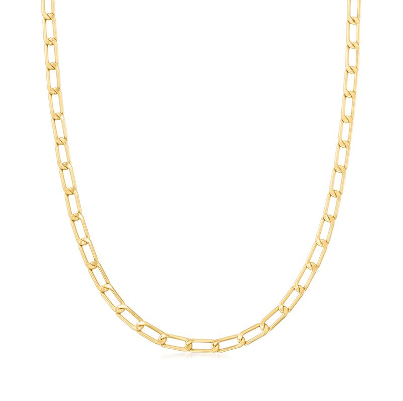 18kt yellow gold elongated curb-link necklace with rectangular link chain