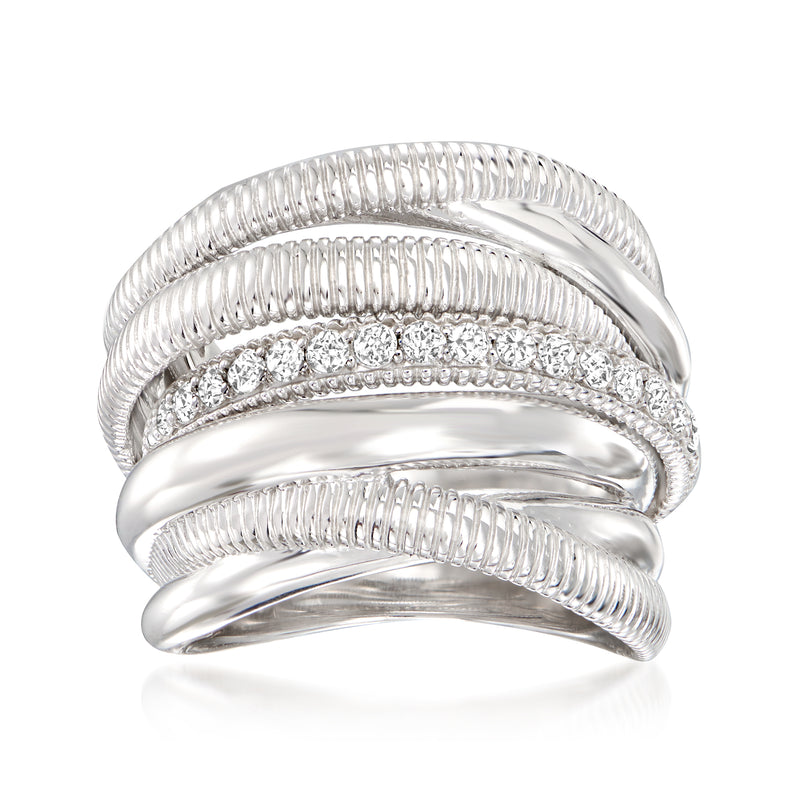 Judith Ripka Eternity seven-band sterling silver ring with diamond row