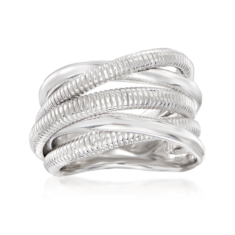 Judith Ripka sterling silver highway ring with three braided wrap bands