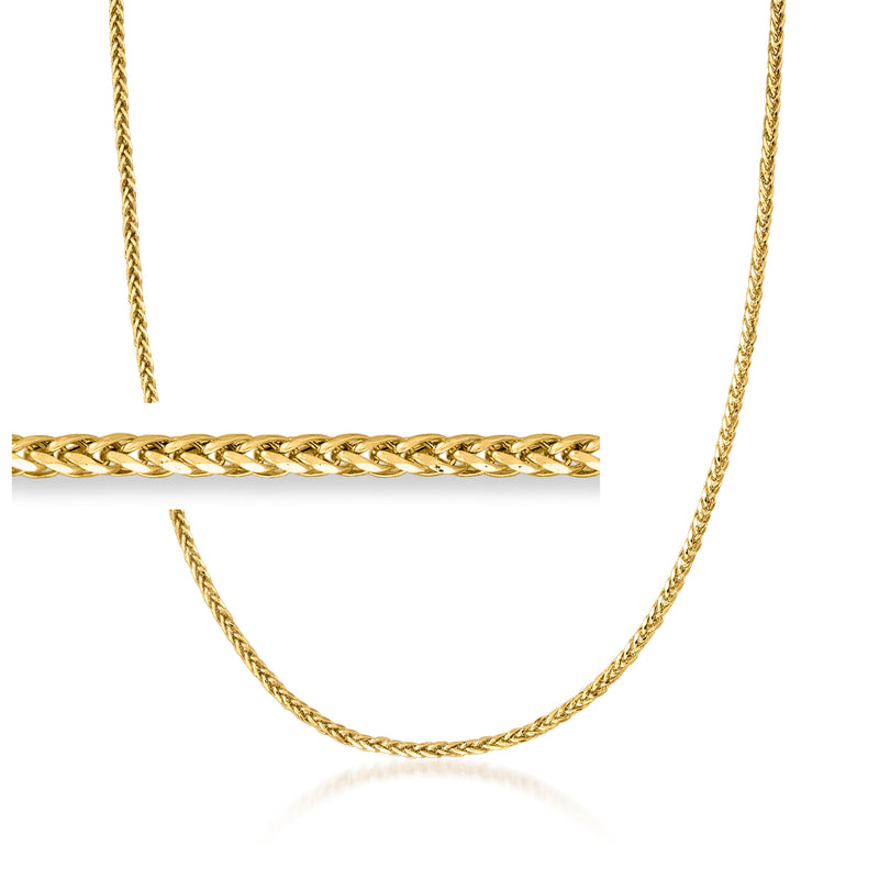 18kt yellow gold wheat-chain necklace with diamond-cut and polished links