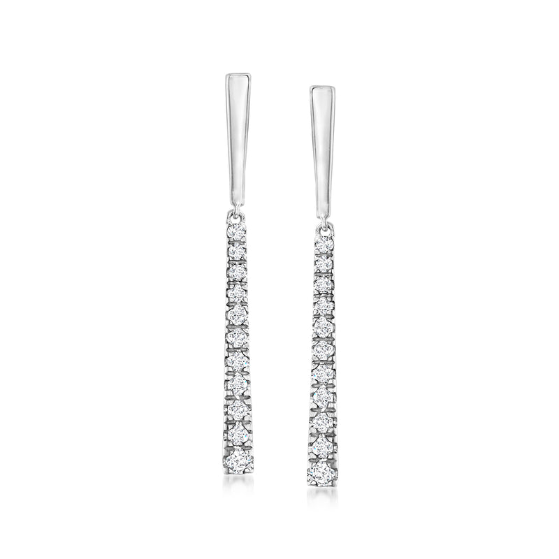Graduated diamond drop earrings in sterling silver