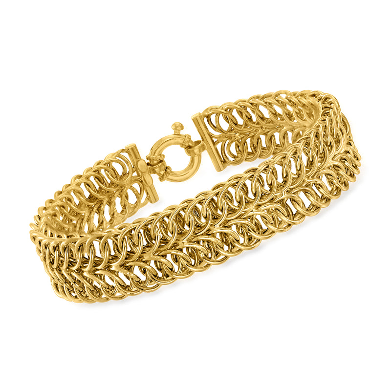 14kt yellow gold Sedusa-link chain bracelet with round clasp