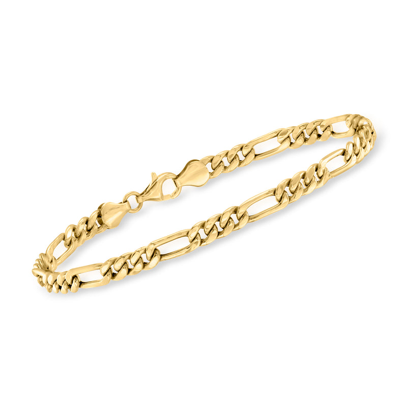 14kt yellow gold figaro-link bracelet with alternating chain links