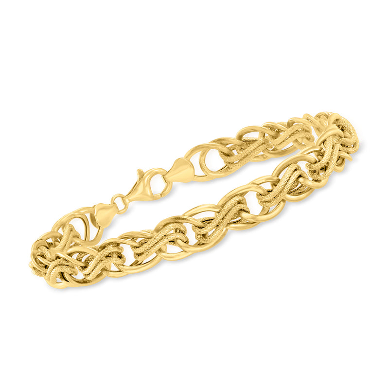 14kt yellow gold infinity and oval-link bracelet with polished interlocking links