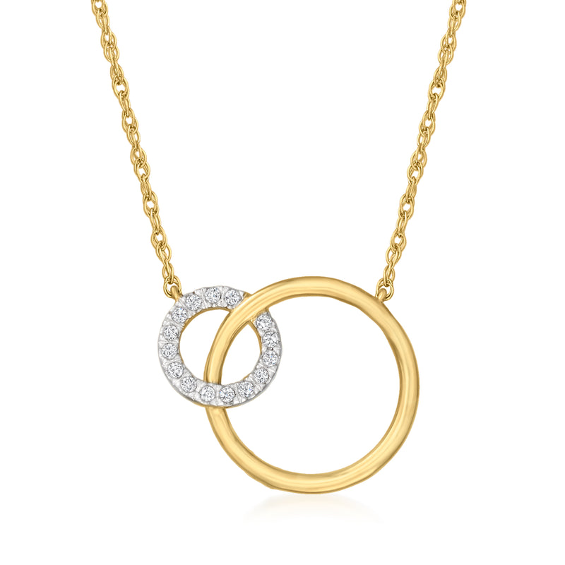 18kt gold over sterling necklace with diamond-accented interlocking circle pendant