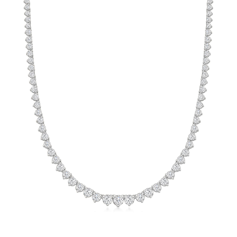14kt white gold diamond tennis necklace with round bezel-set stones