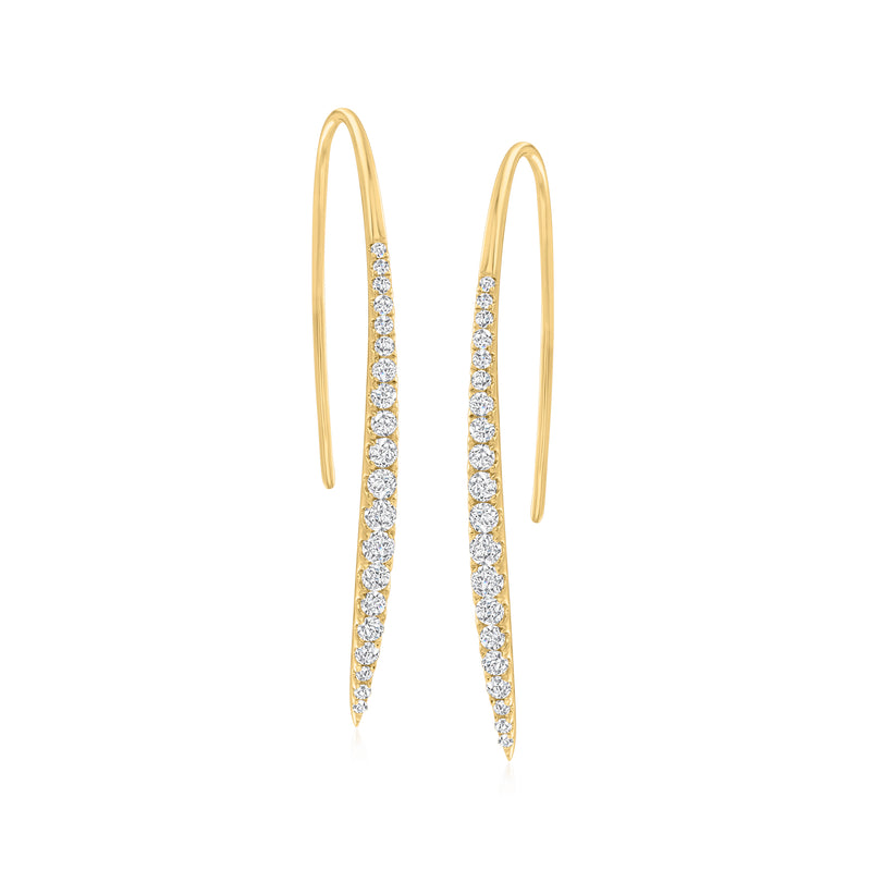 Diamond linear drop earrings in 18kt yellow gold